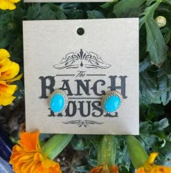 Oval Oklahoma Skies Turquoise Earrings