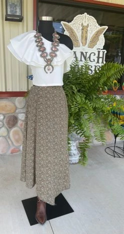 Olive Floral Midi Skirt- Wishlist