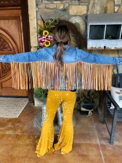 Scully Rainbow Fringe Denim Jacket