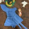 Off Shoulder Denim Romper
