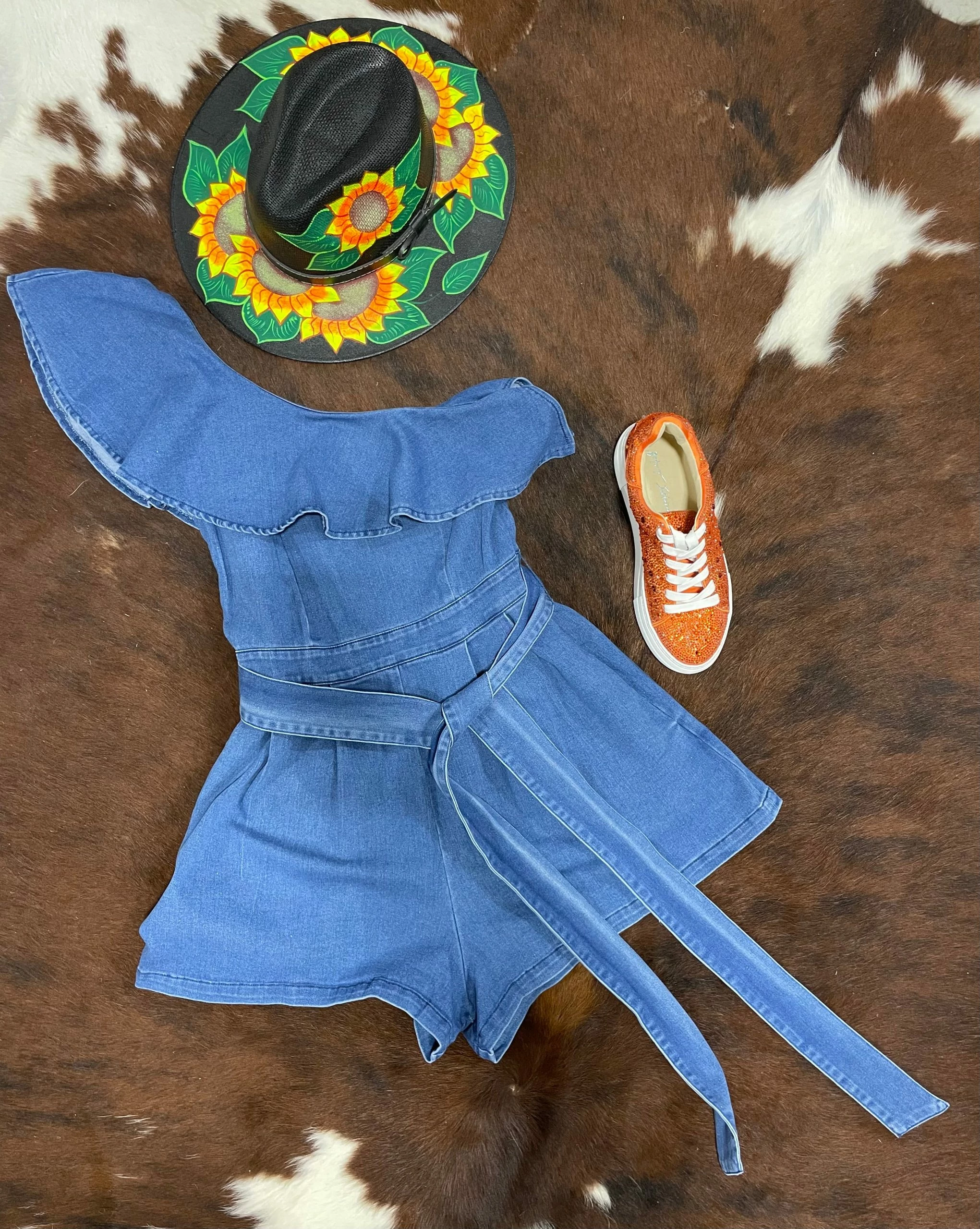 Off Shoulder Denim Romper 2 Off Shoulder Denim Romper