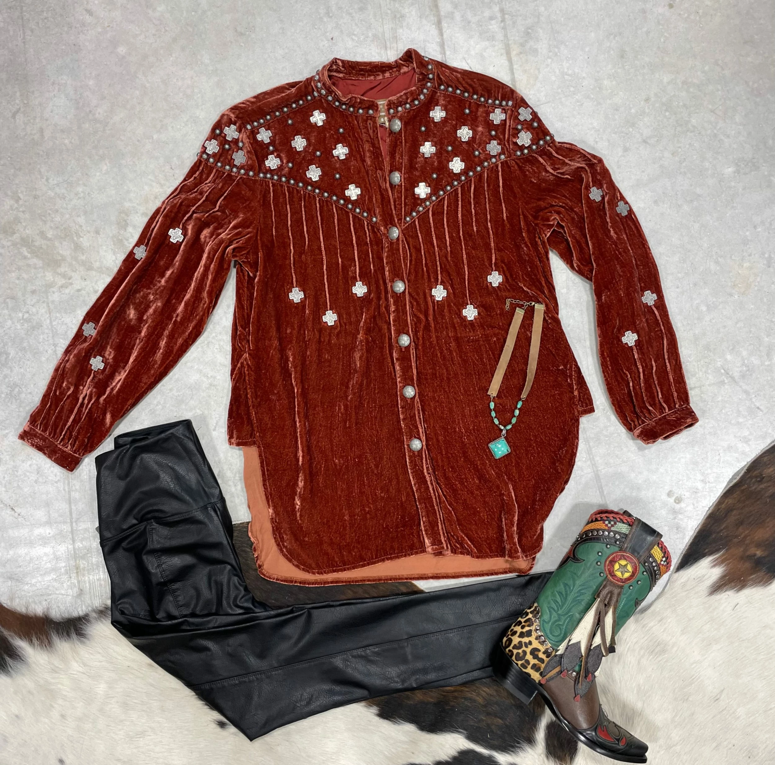 Rustic Cross Velvet Shirt By Double D 3 Rustic Cross Velvet Shirt By Double D