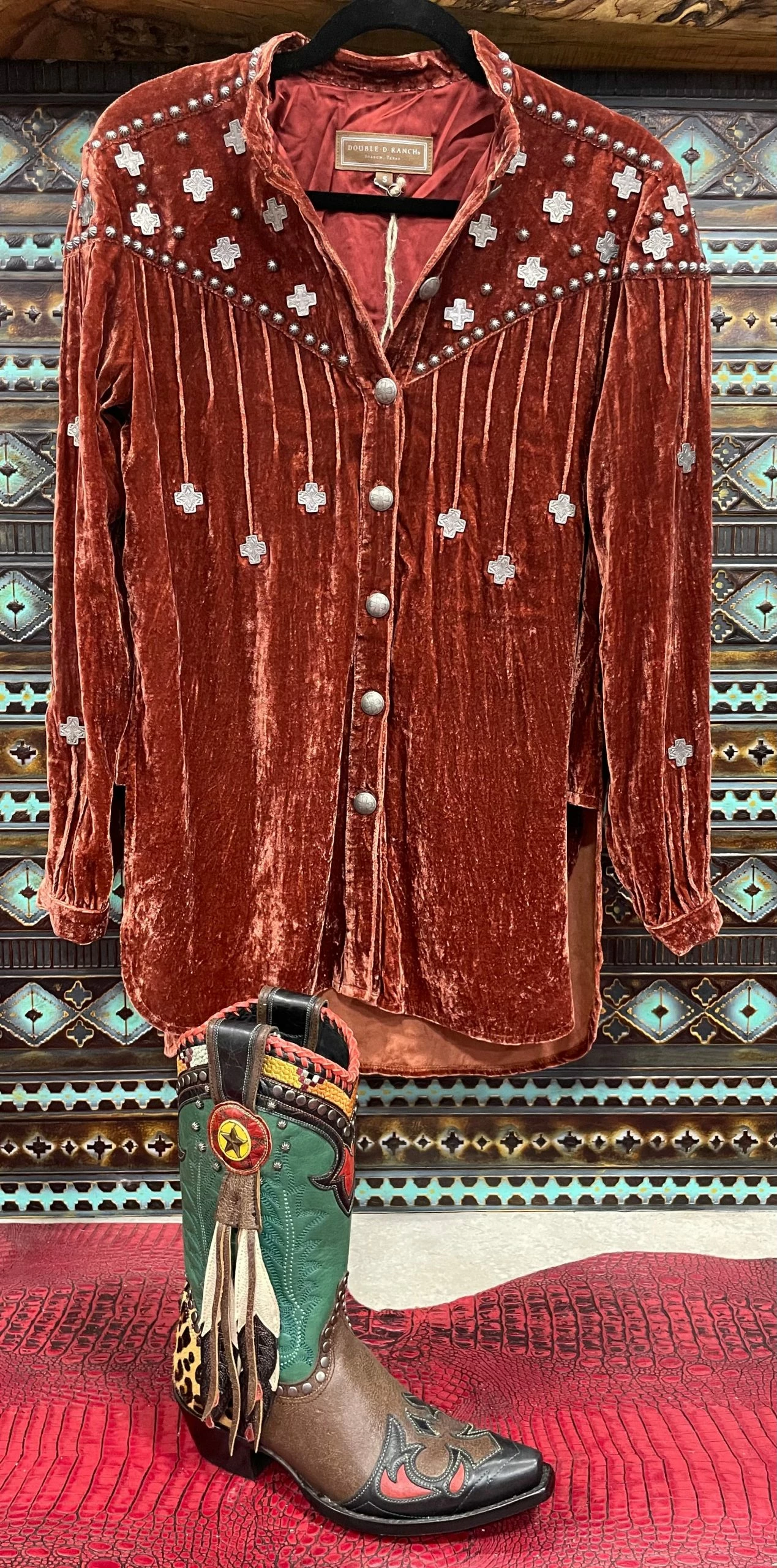 Rustic Cross Velvet Shirt By Double D 4 Rustic Cross Velvet Shirt By Double D - Image 2