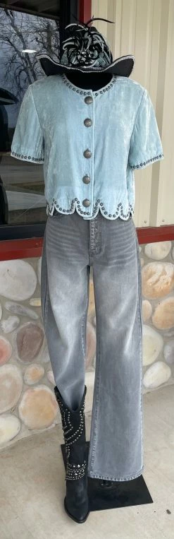 Santa Fe Velvet Short Shirt- Double D -shopranchhouse shop IMG 3392