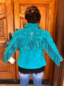 Scully Turquoise Leather Jacket With Fringe And Beading -shopranchhouse shop IMG 8923