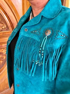 Scully Turquoise Leather Jacket With Fringe And Beading -shopranchhouse shop IMG 8925