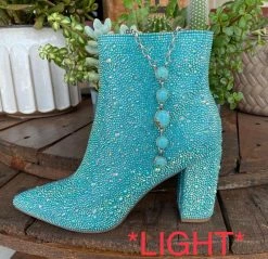 Betsey Johnson SB Cady Rhinestone World Bootie Turquoise -shopranchhouse shop image 07353f57 d3fa 4791 9f42 cb7dcbf5fa7a