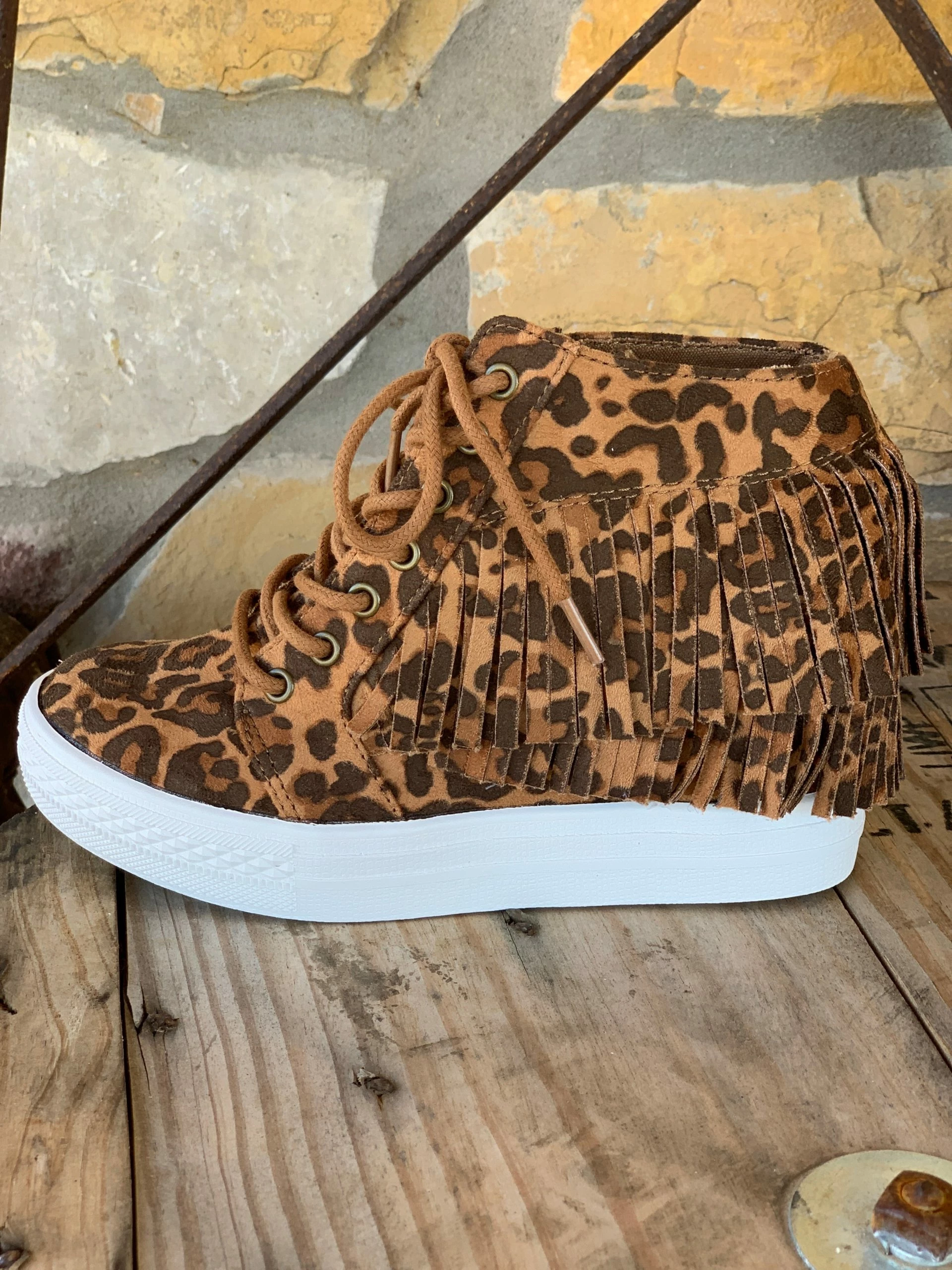 Stella Fringe Moccasin Wedge Booties - Leopard 4 Stella Fringe Moccasin Wedge Booties - Leopard - Image 2