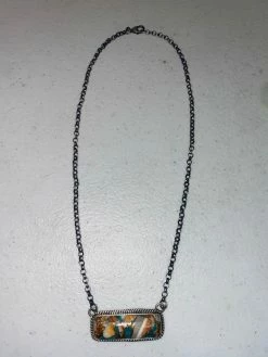 Tie Dye Turquoise Bar Necklace